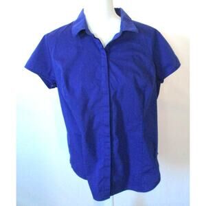 Worthington Women's Short Sleeve Purple Hidden Button Front Blouse Size XL